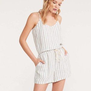 LOU & GREY FOR LOFT STRIPED LINEN CAMI ROMPER